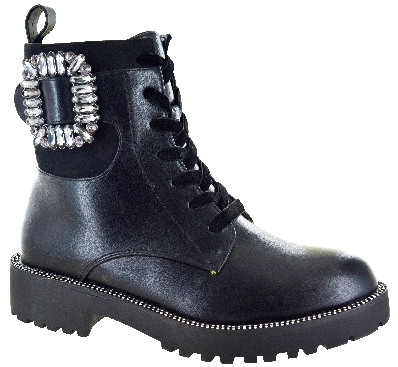 black diamante biker boots